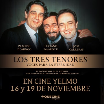 'Los Tres Tenores' juntos de nuevo en la gran pantalla de Cine Yelmo con su concierto documental Voces para la eternidad a partir de este lunes 16 de noviembre
