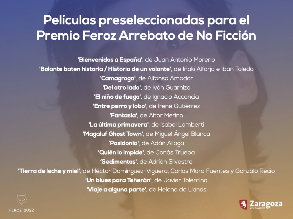 15 películas preseleccionadas para el Premio Feroz Arrebato de No Ficción